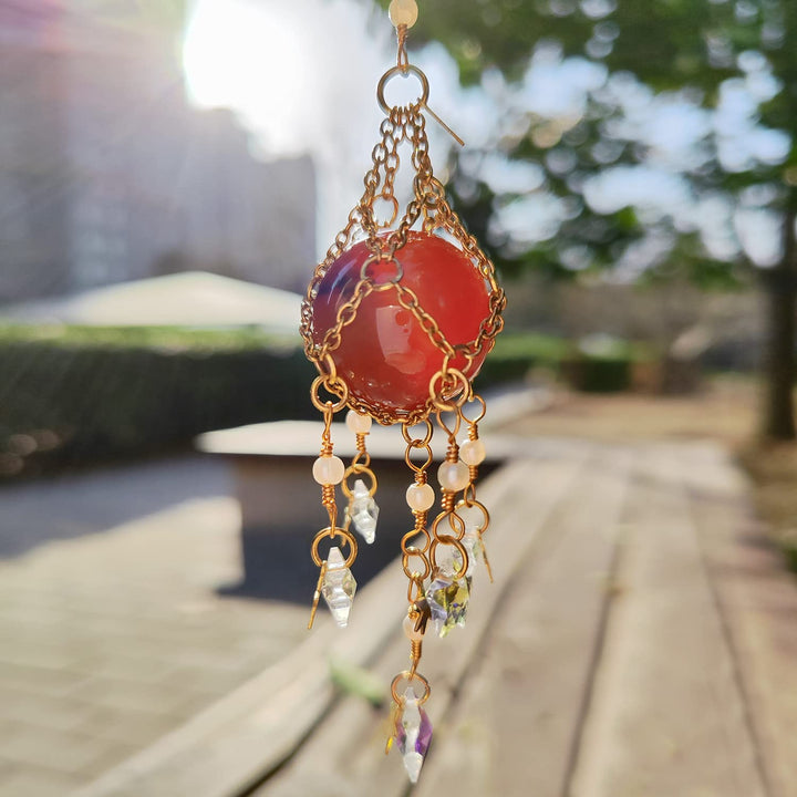 Carillon éolien suspendu en pierre naturelle et cristal originale Olivenorma