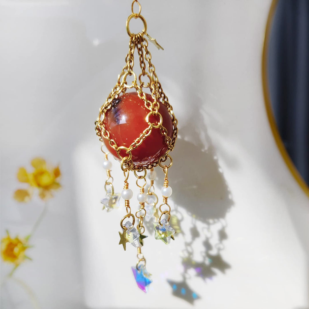 Carillon éolien suspendu en pierre naturelle et cristal originale Olivenorma