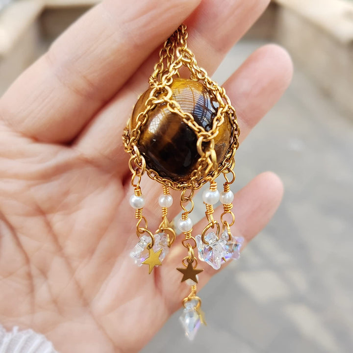 Carillon éolien suspendu en pierre naturelle et cristal originale Olivenorma