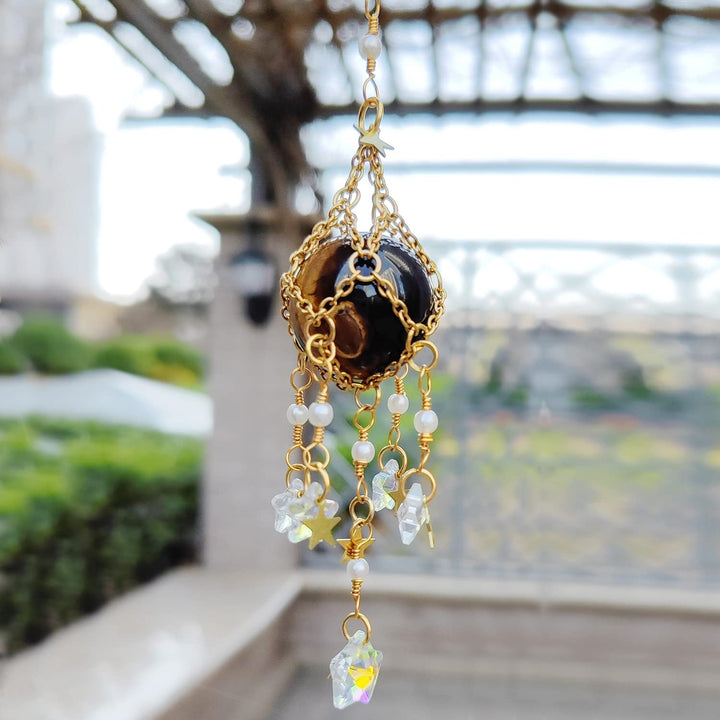 Carillon éolien suspendu en pierre naturelle et cristal originale Olivenorma