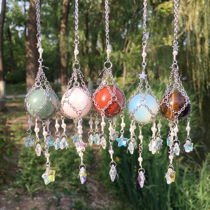 Carillon éolien suspendu en pierre naturelle et cristal originale Olivenorma