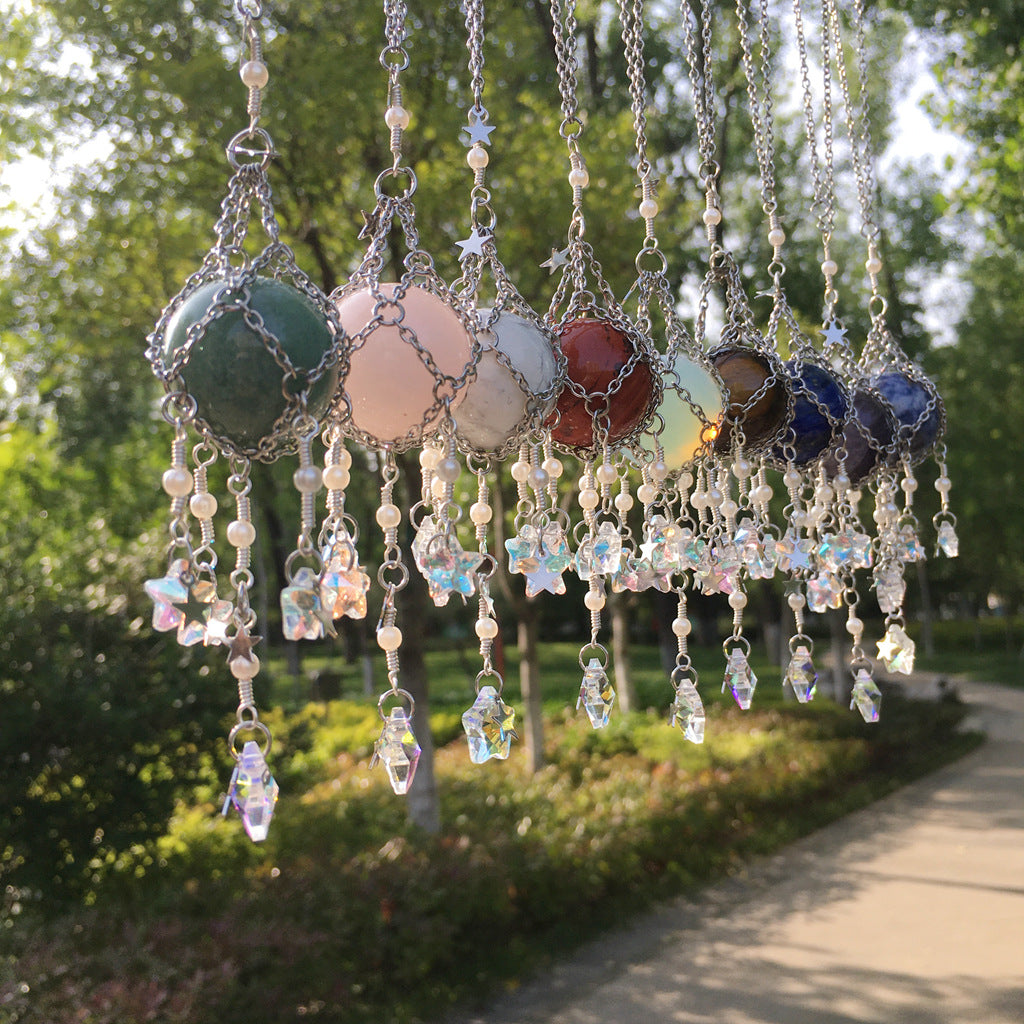 Carillon éolien suspendu en pierre naturelle et cristal originale Olivenorma