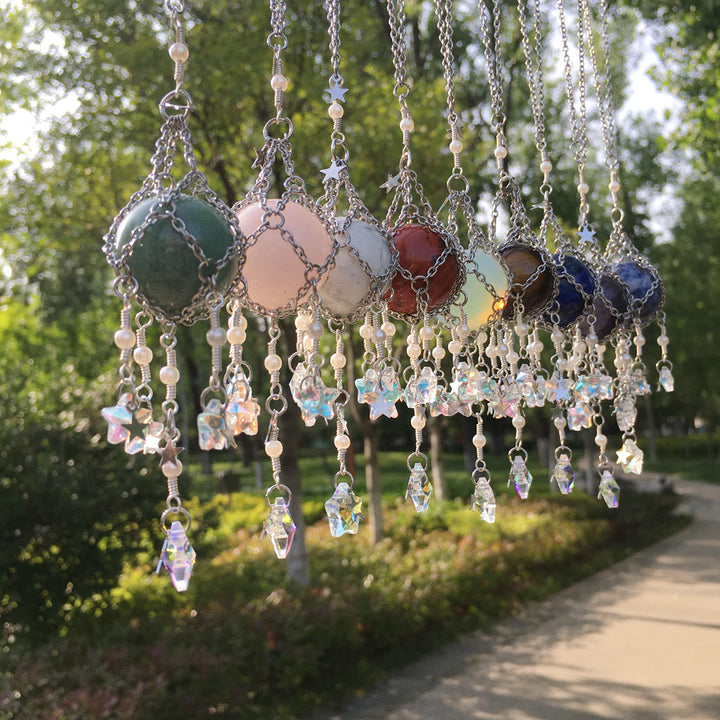 Carillon éolien suspendu en pierre naturelle et cristal originale Olivenorma