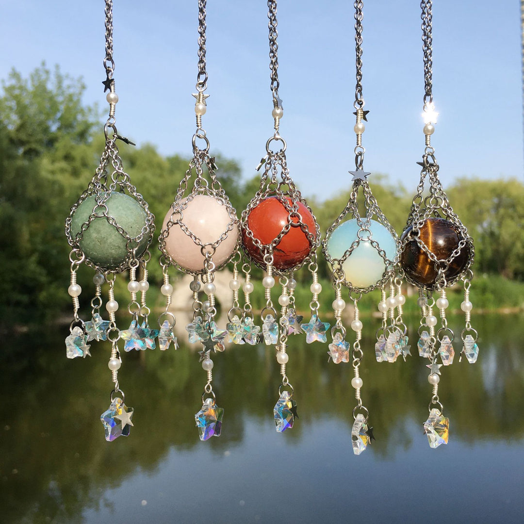 Carillon éolien suspendu en pierre naturelle et cristal originale Olivenorma