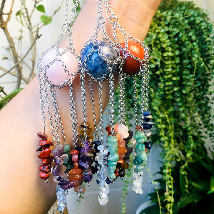 Carillon éolien suspendu en cristal naturel tissé à la main Olivenorma