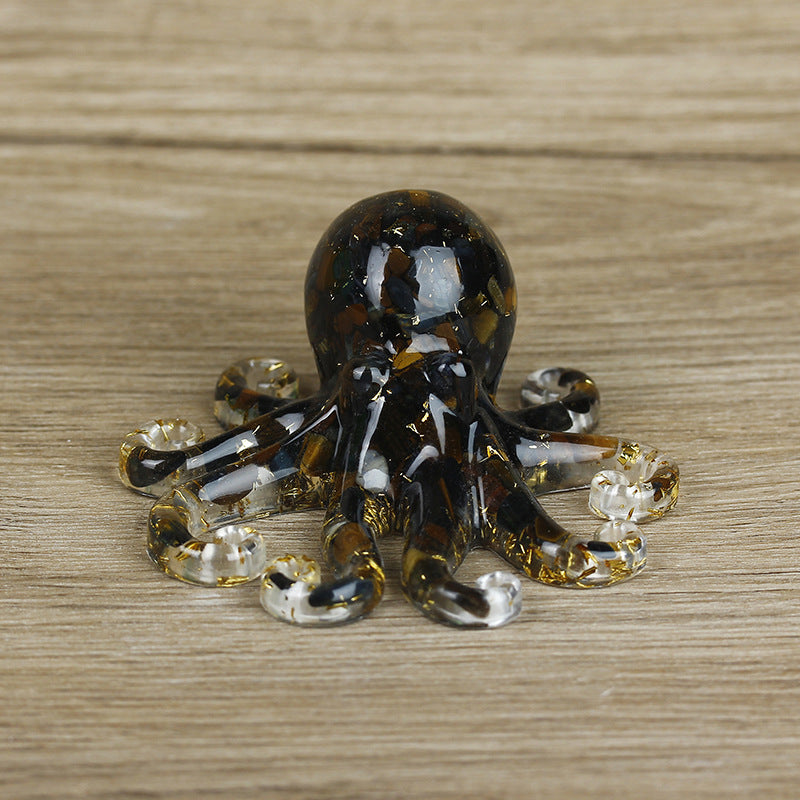 Décoration en pierre précieuse Olivenorma Sagesse des Profondeurs Marines, pieuvre en cristal - Œil de tigre bleu - Avec carte - image 17