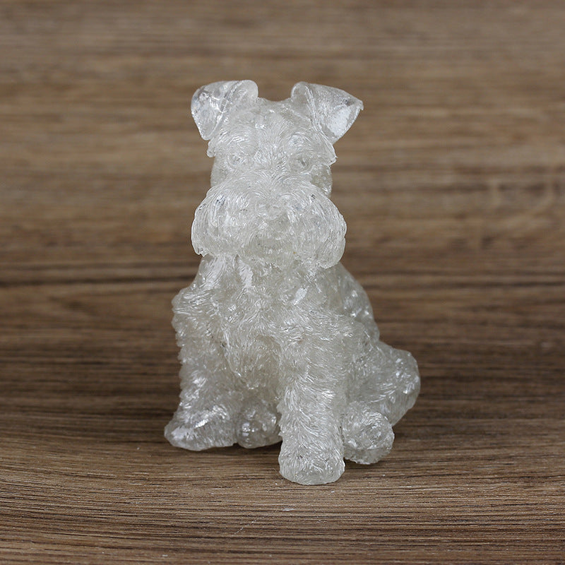Ornement en résine cristalline pour chien Schnauzer Olivenorma Décoration en pierres précieuses