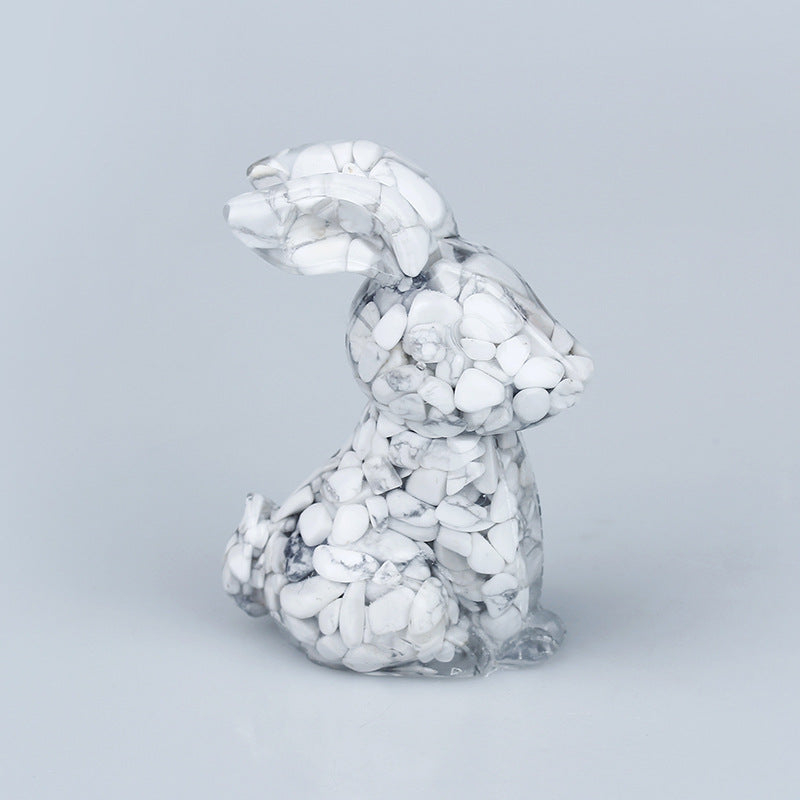 Décoration de table en pierre précieuse en résine cristal époxy de lapin Olivenorma