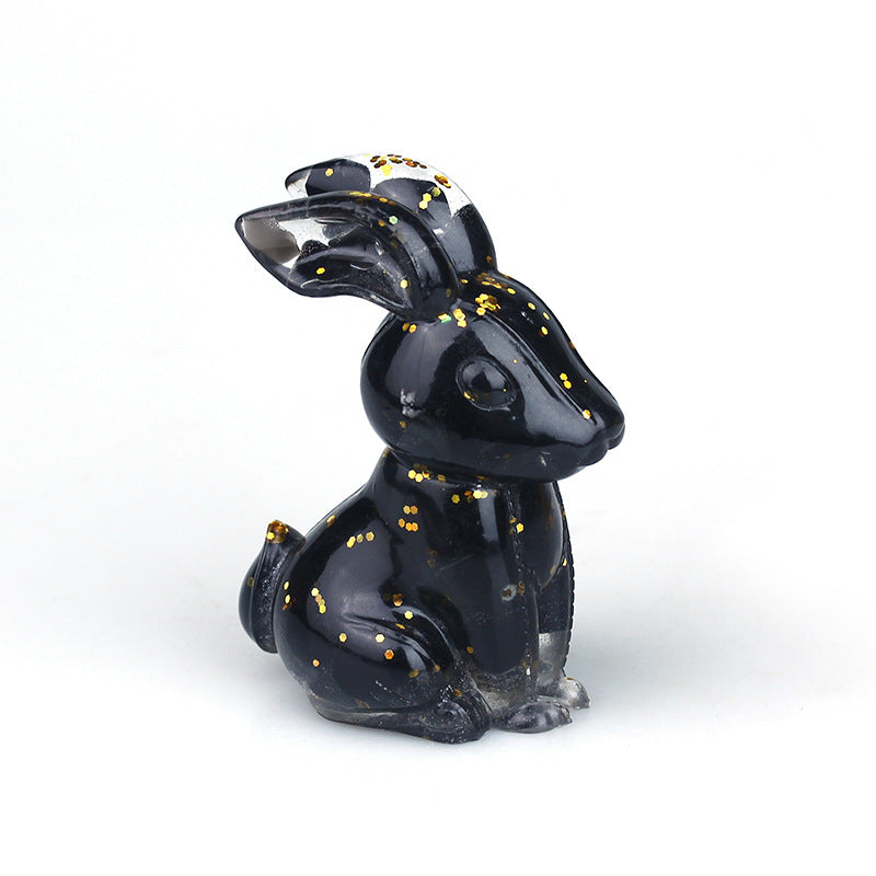 Décoration de table en pierre précieuse en résine cristal époxy de lapin Olivenorma