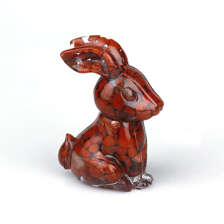 Décoration de table en pierre précieuse en résine cristal époxy de lapin Olivenorma