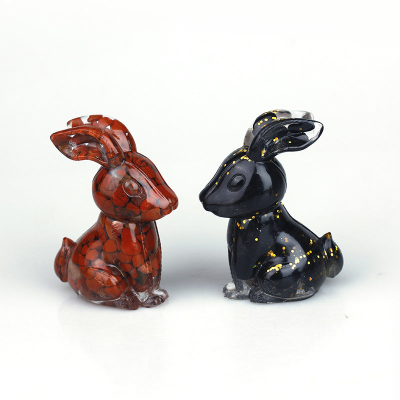 Décoration de table en pierre précieuse en résine cristal époxy de lapin Olivenorma