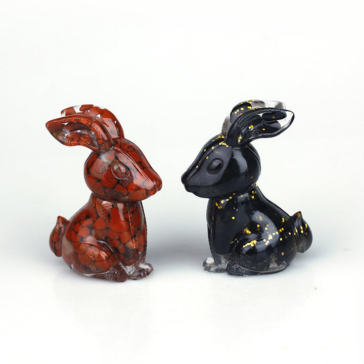 Décoration de table en pierre précieuse en résine cristal époxy de lapin Olivenorma