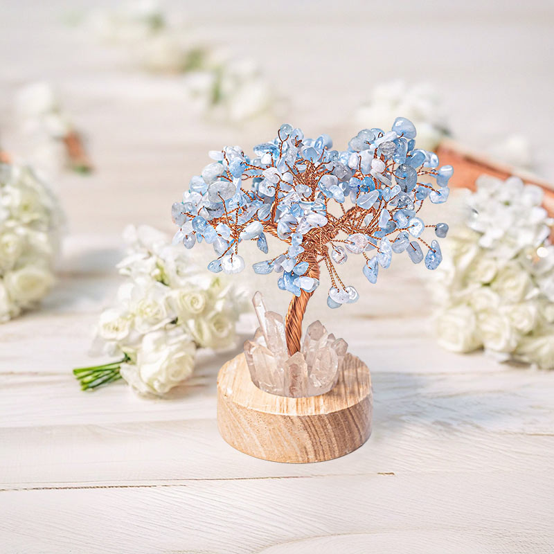 Lampe Feng Shui en cristal d'aigue-marine Olivenorma