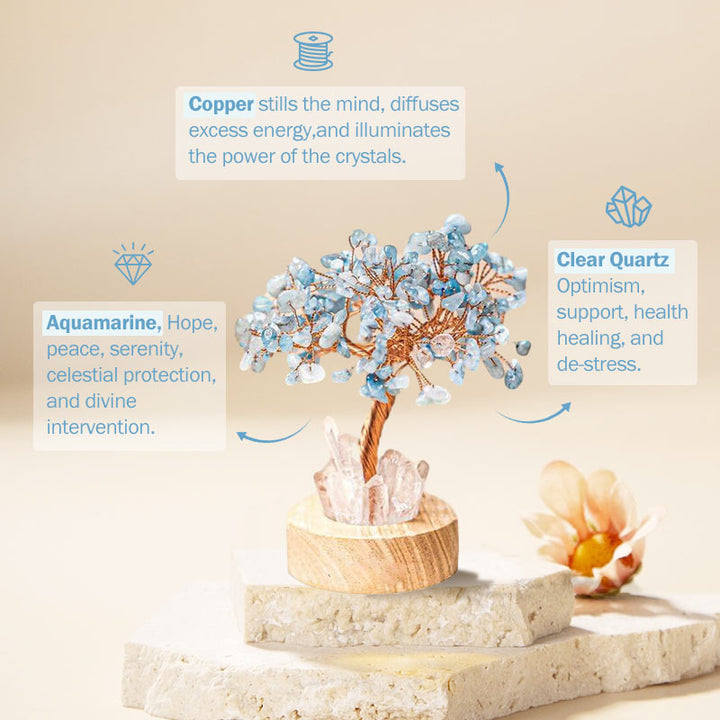 Lampe Feng Shui en cristal d'aigue-marine Olivenorma