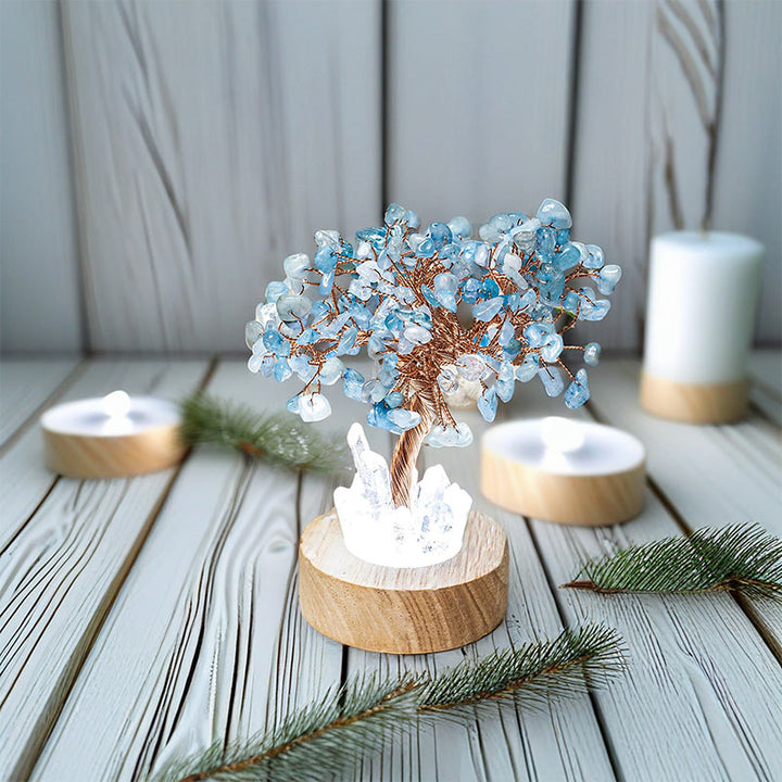 Lampe Feng Shui en cristal d'aigue-marine Olivenorma