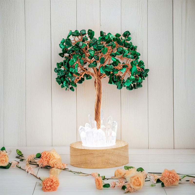 Lampe Feng Shui en cristal de malachite Olivenorma