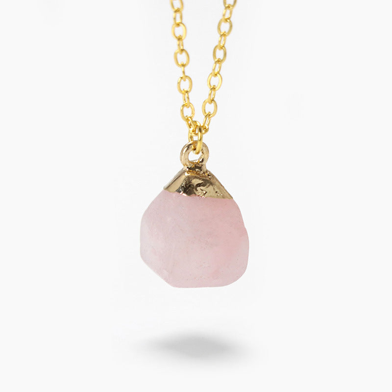 Collier en pierre brute à coupe carrée de style doux Olivenorma