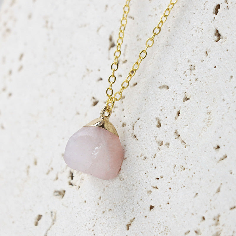 Collier en pierre brute à coupe carrée de style doux Olivenorma