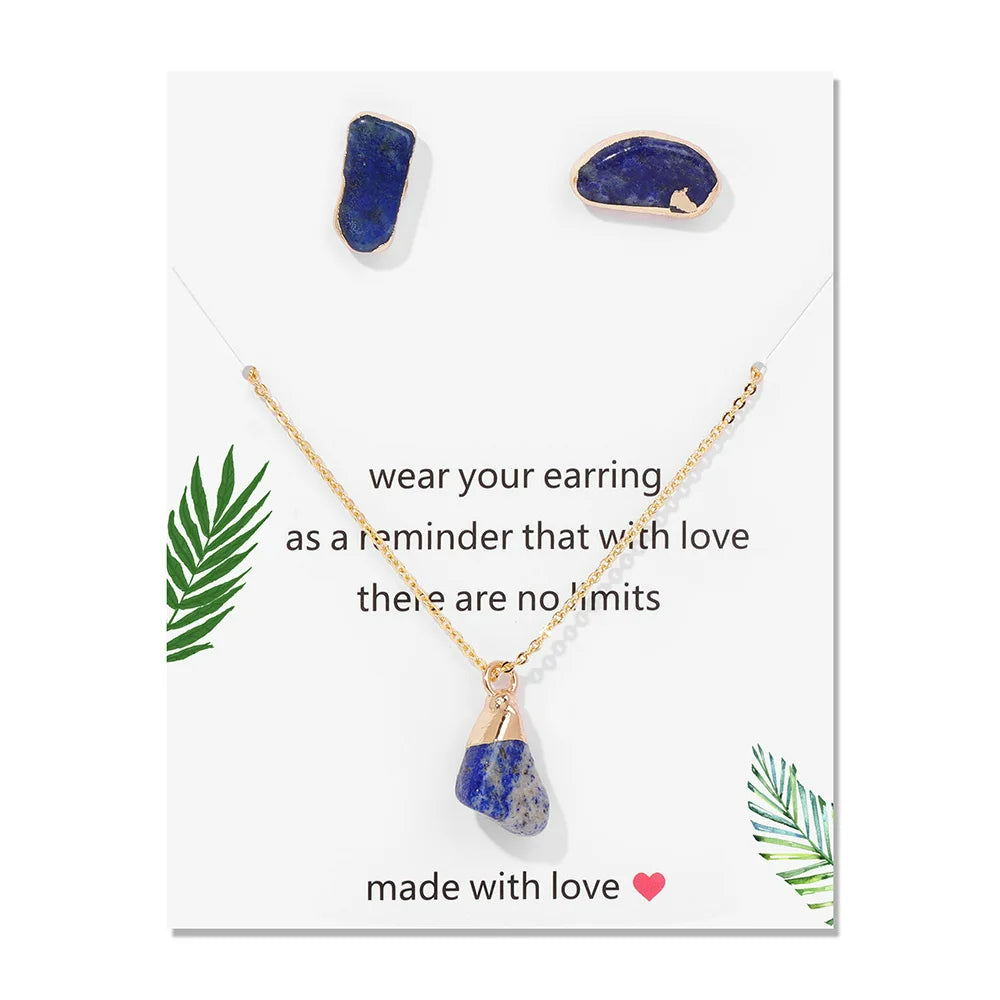 Ensemble de bijoux tendance en pierre naturelle irrégulière Olivenorma