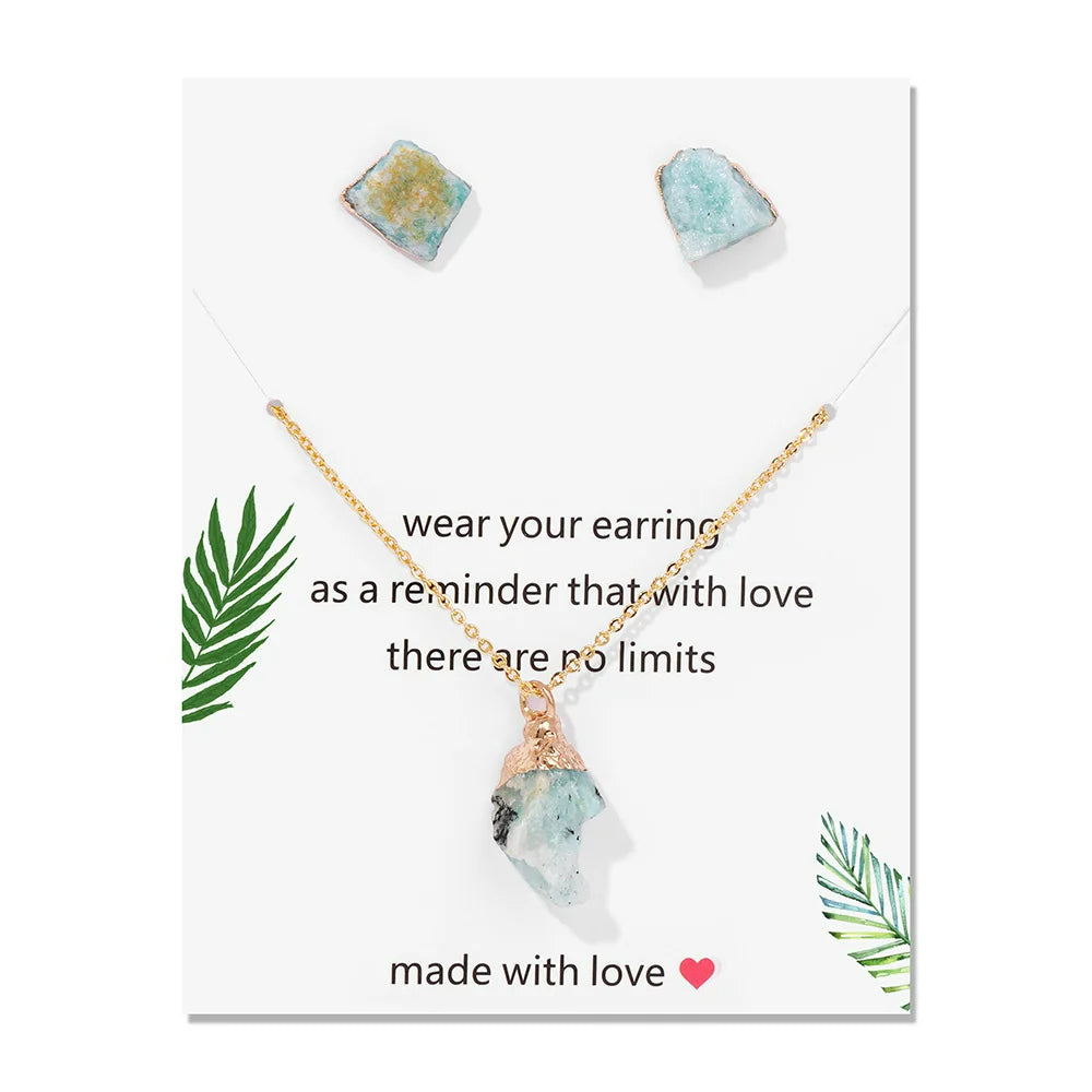 Ensemble de bijoux tendance en pierre naturelle irrégulière Olivenorma