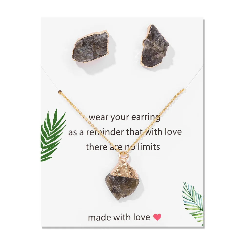 Ensemble de bijoux tendance en pierre naturelle irrégulière Olivenorma