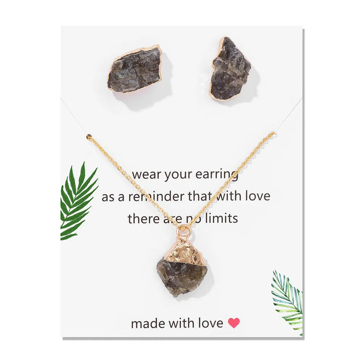 Ensemble de bijoux tendance en pierre naturelle irrégulière Olivenorma