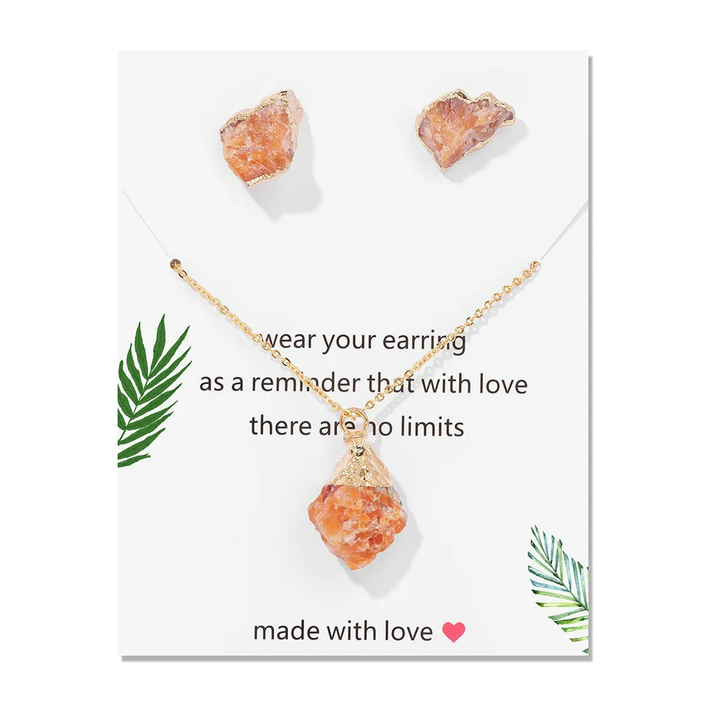 Ensemble de bijoux tendance en pierre naturelle irrégulière Olivenorma