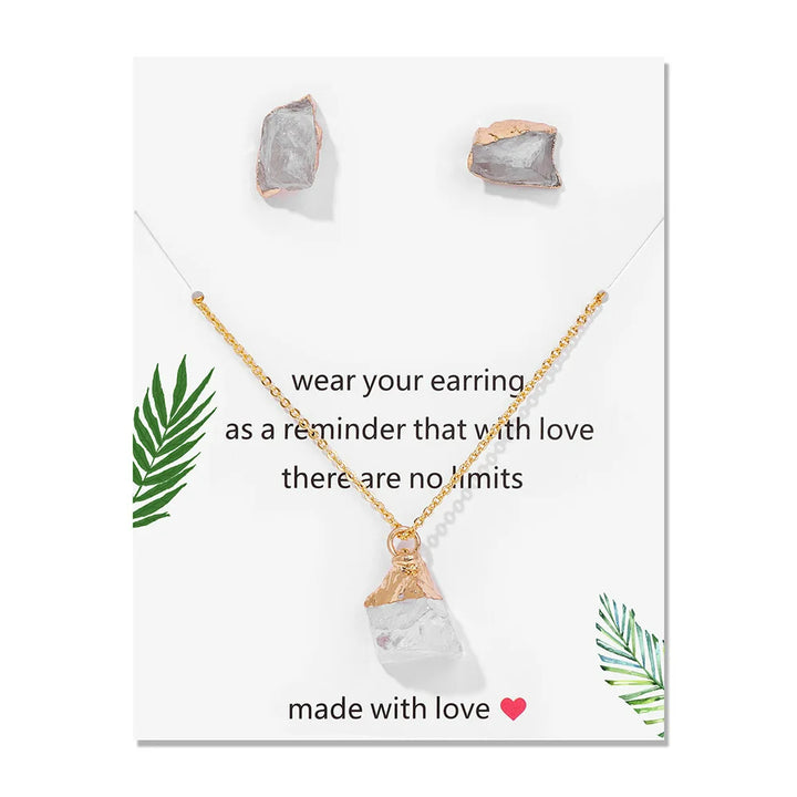 Ensemble de bijoux tendance en pierre naturelle irrégulière Olivenorma