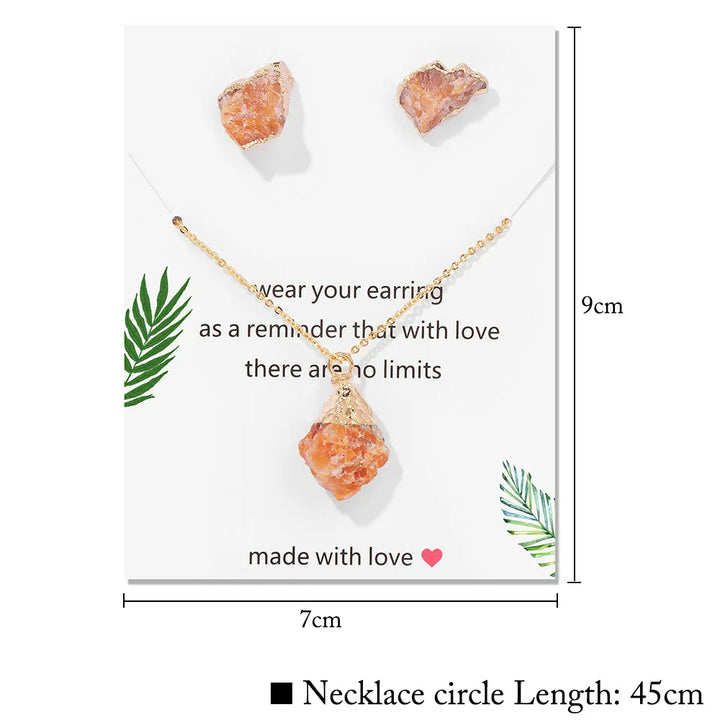 Ensemble de bijoux tendance en pierre naturelle irrégulière Olivenorma