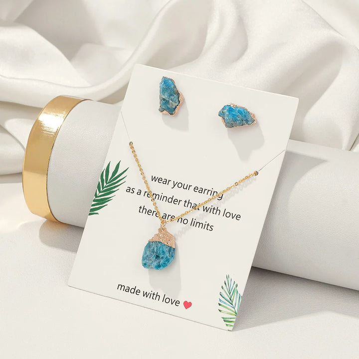 Ensemble de bijoux tendance en pierre naturelle irrégulière Olivenorma