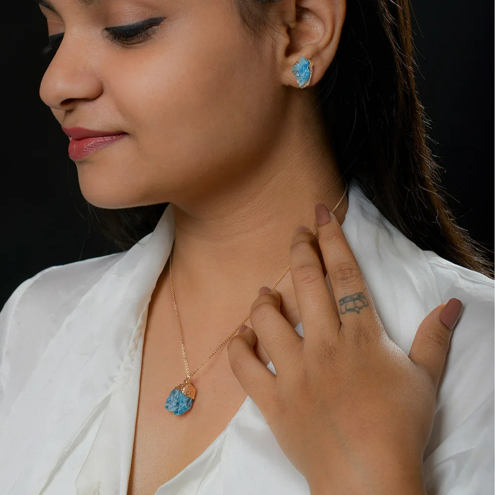 Ensemble de bijoux tendance en pierre naturelle irrégulière Olivenorma