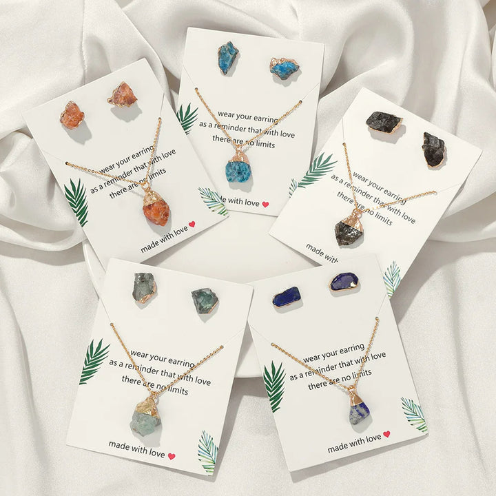 Ensemble de bijoux tendance en pierre naturelle irrégulière Olivenorma