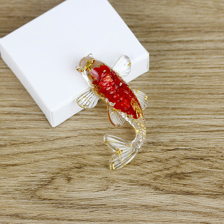 Figurine de poisson en cristal Olivenorma Ocean Harmony, décoration en pierre précieuse - Corail rouge - Avec carte - image 12