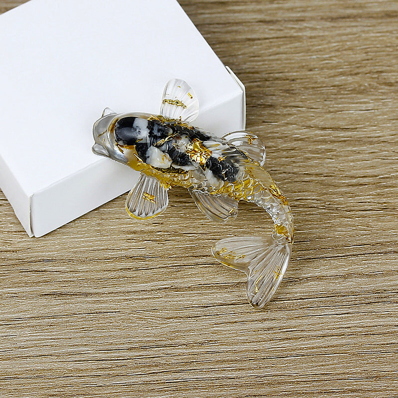 Figurine de poisson en cristal Olivenorma Ocean Harmony, décoration en pierre précieuse - Obsidienne flocon de neige - Avec carte - image 36