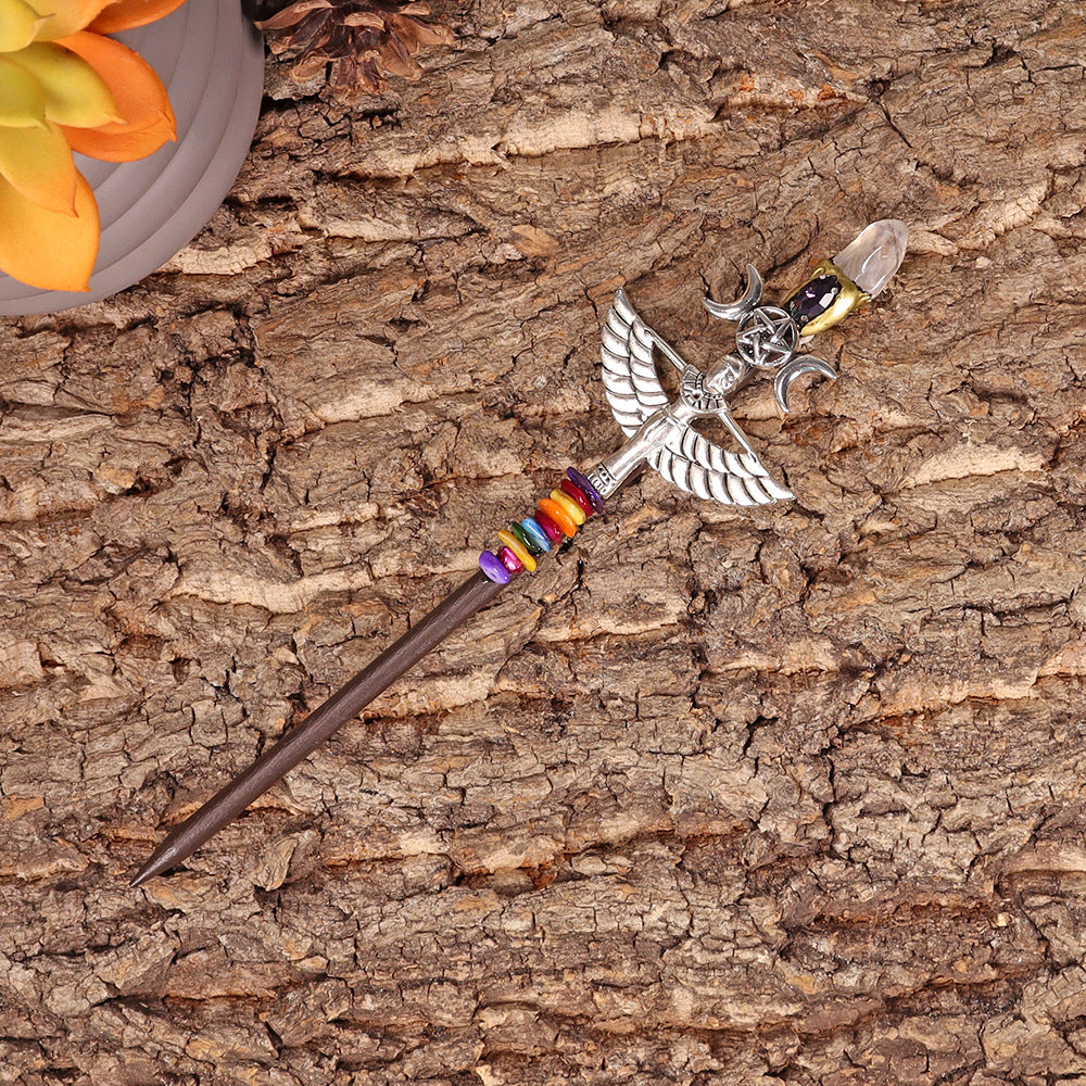 Olivenorma 18cm Baguette de fée Épingle à cheveux Baguettes en cristal d'Halloween