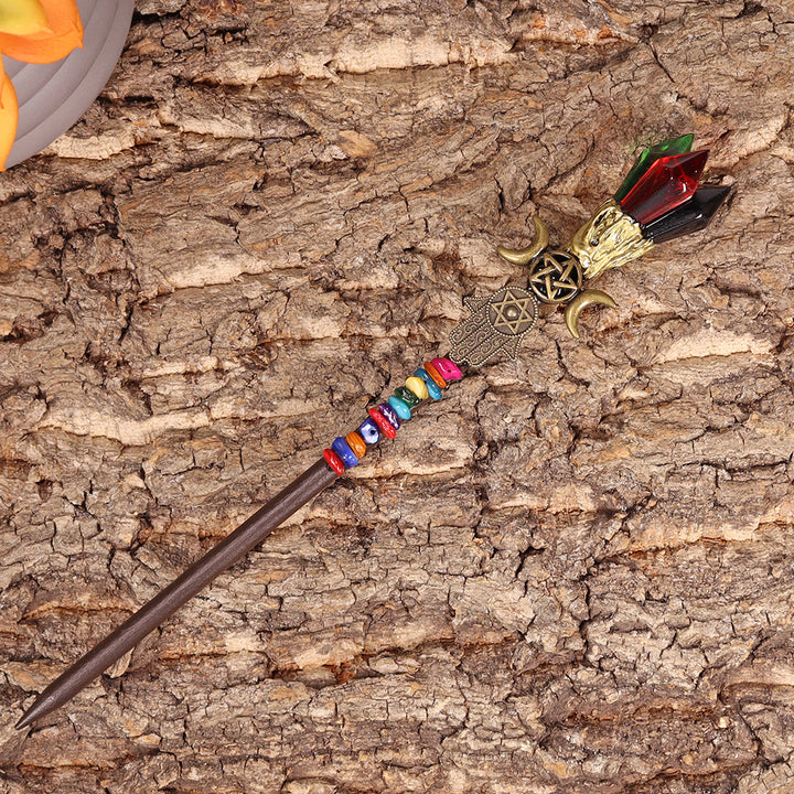 Olivenorma 18cm Baguette de fée Épingle à cheveux Baguettes en cristal d'Halloween