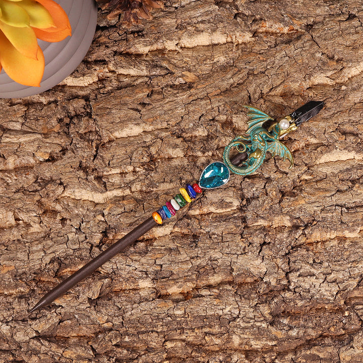 Olivenorma 18cm Baguette de fée Épingle à cheveux Baguettes en cristal d'Halloween
