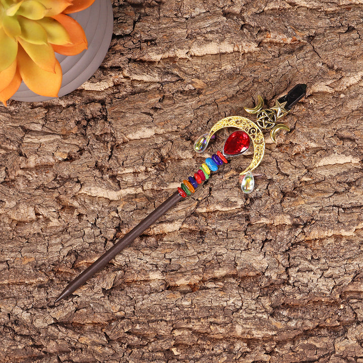 Olivenorma 18cm Baguette de fée Épingle à cheveux Baguettes en cristal d'Halloween