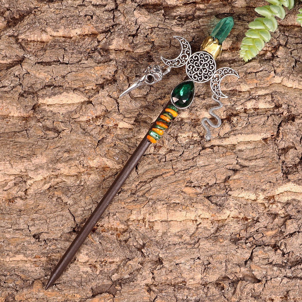 Olivenorma 18cm Baguette de fée Épingle à cheveux Baguettes en cristal d'Halloween