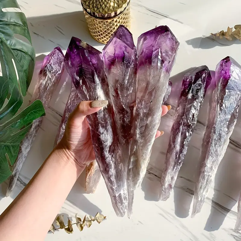 Baguettes en cristal d'améthyste brut naturel Olivenorma