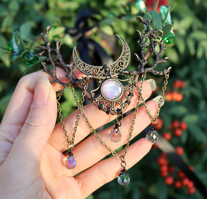 Couronne de lune Wiccan en pierre de cristal naturel Olivenorma