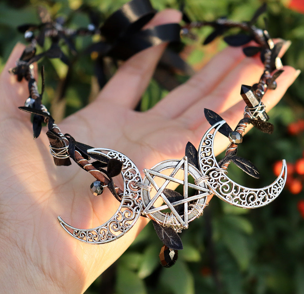 Couronne de lune Wiccan en pierre de cristal naturel Olivenorma