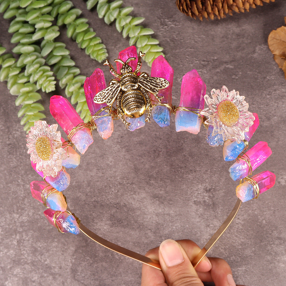 Couronne de cristal décorative en forme d'abeille marguerite Olivenorma