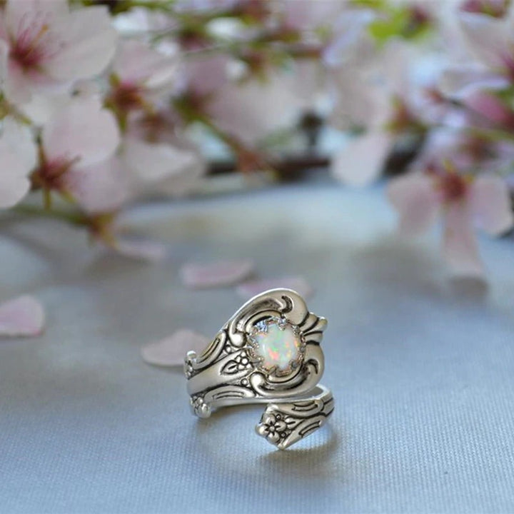 Bague ajustable en opale blanche Olivenorma