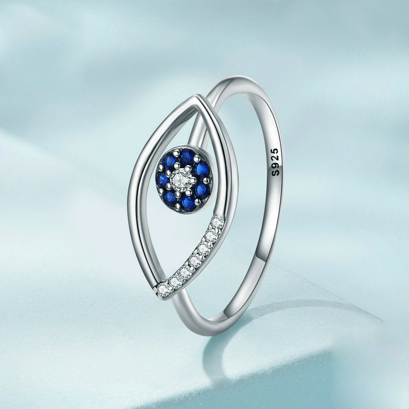 Bague ajustable Olivenorma en argent sterling S925 contre le mauvais œil