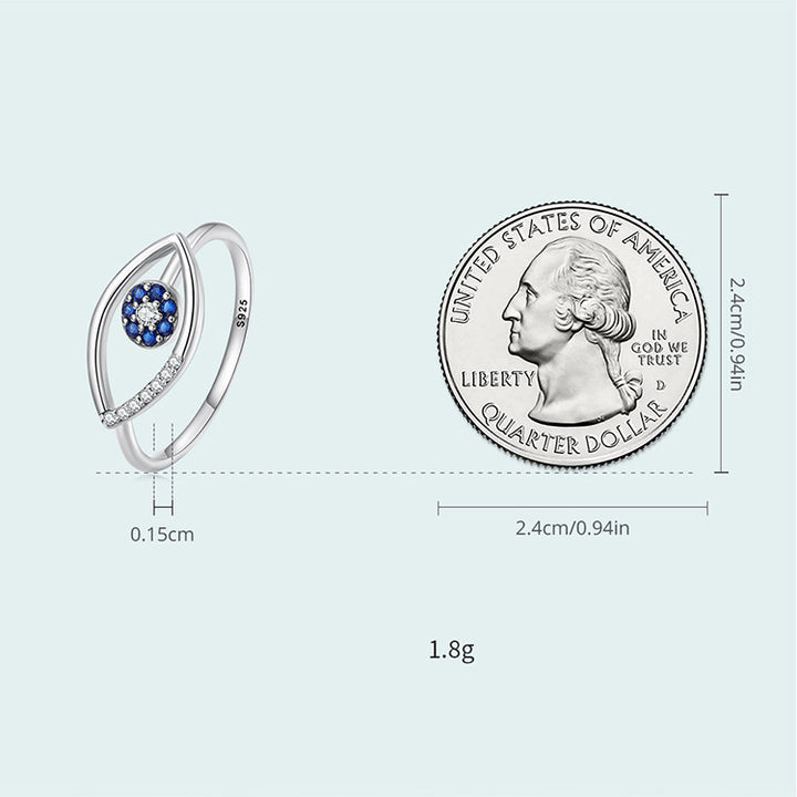 Bague ajustable Olivenorma en argent sterling S925 contre le mauvais œil