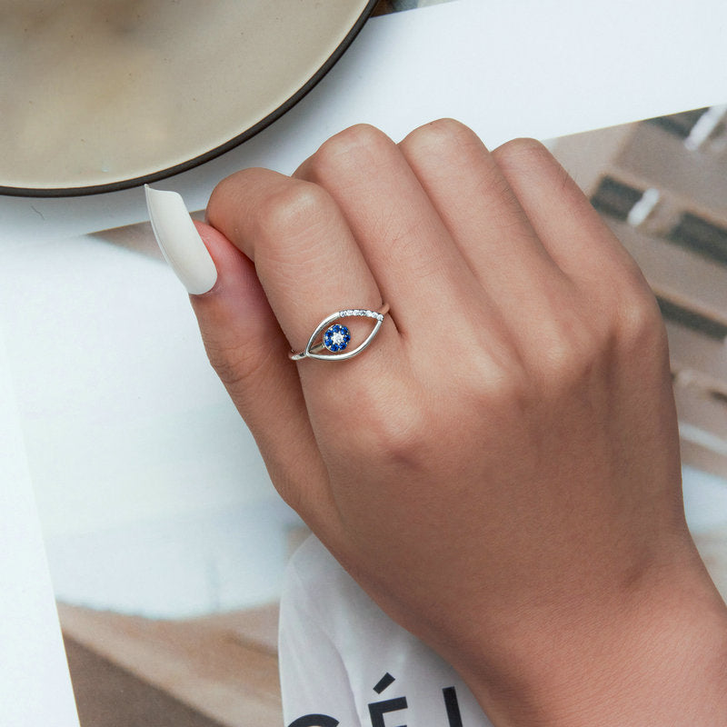 Bague ajustable Olivenorma en argent sterling S925 contre le mauvais œil