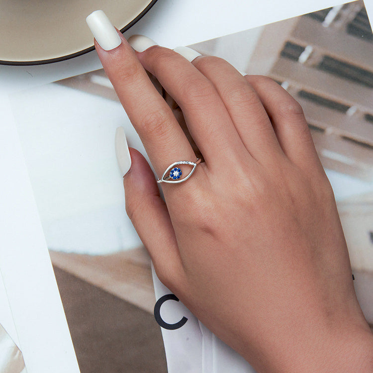 Bague ajustable Olivenorma en argent sterling S925 contre le mauvais œil