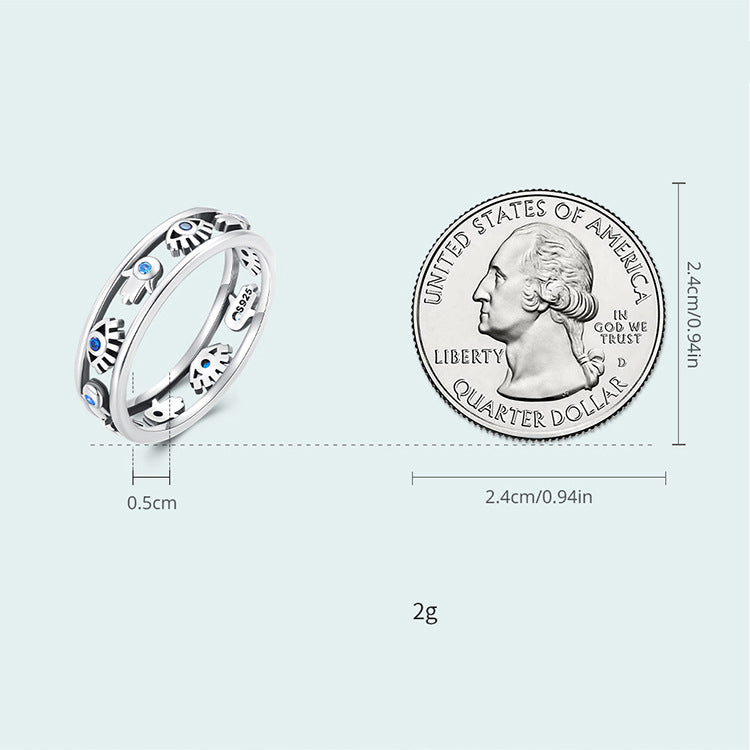 Bague Olivenorma en argent sterling S925 avec pendentif Hamsa et mauvais œil