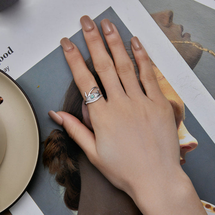 Bague Olivenorma en argent sterling S925 avec œil d'Horus